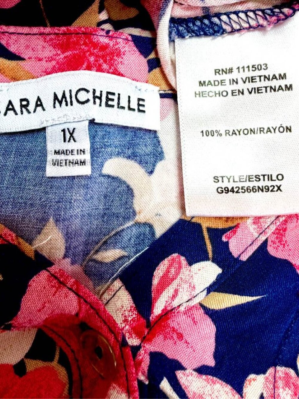 Sara Michelle Women's Floral Blouse Women 1X Pink Red - Picture 7 of 10